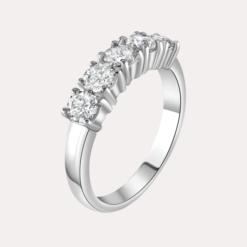 5 Stone Single Gallery Diamond Ring In 18K White Gold