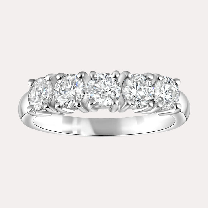 5 Stone Single Gallery Diamond Ring In 18K White Gold
