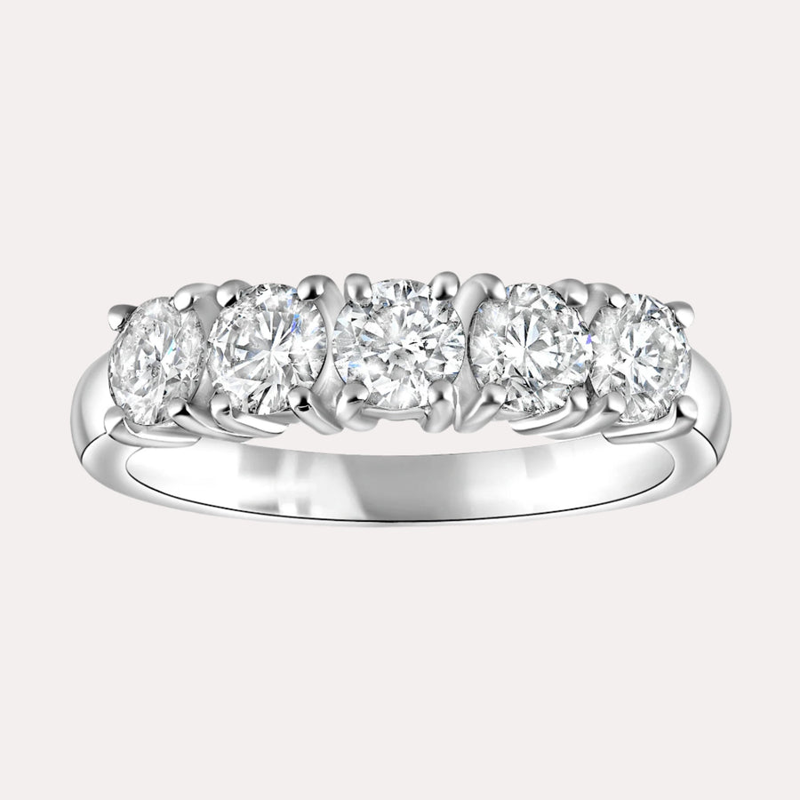 5 Stone Single Gallery Diamond Ring In 18K White Gold