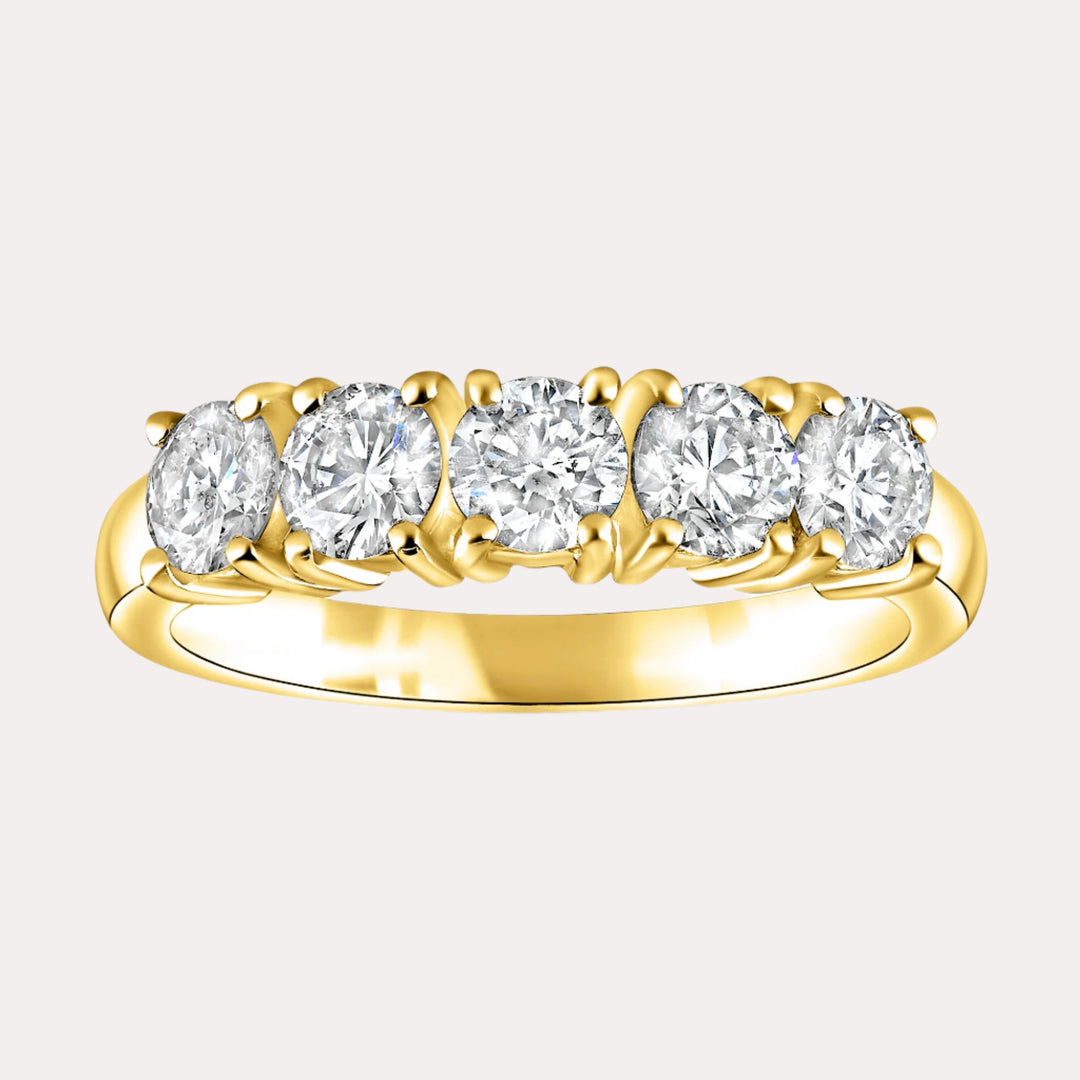 5 Stone Single Gallery Diamond Ring In 18K Yellow Gold