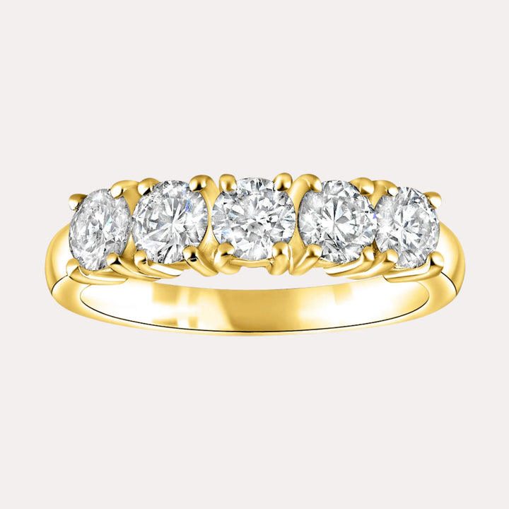 5 Stone Single Gallery Diamond Ring In 18K Yellow Gold