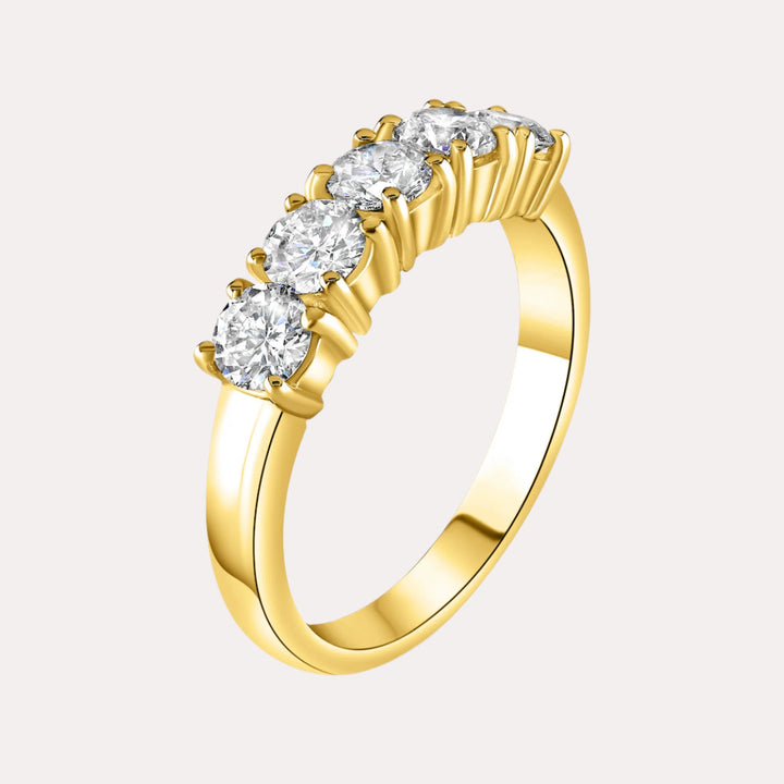 5 Stone Single Gallery Diamond Ring 18K Yellow Gold