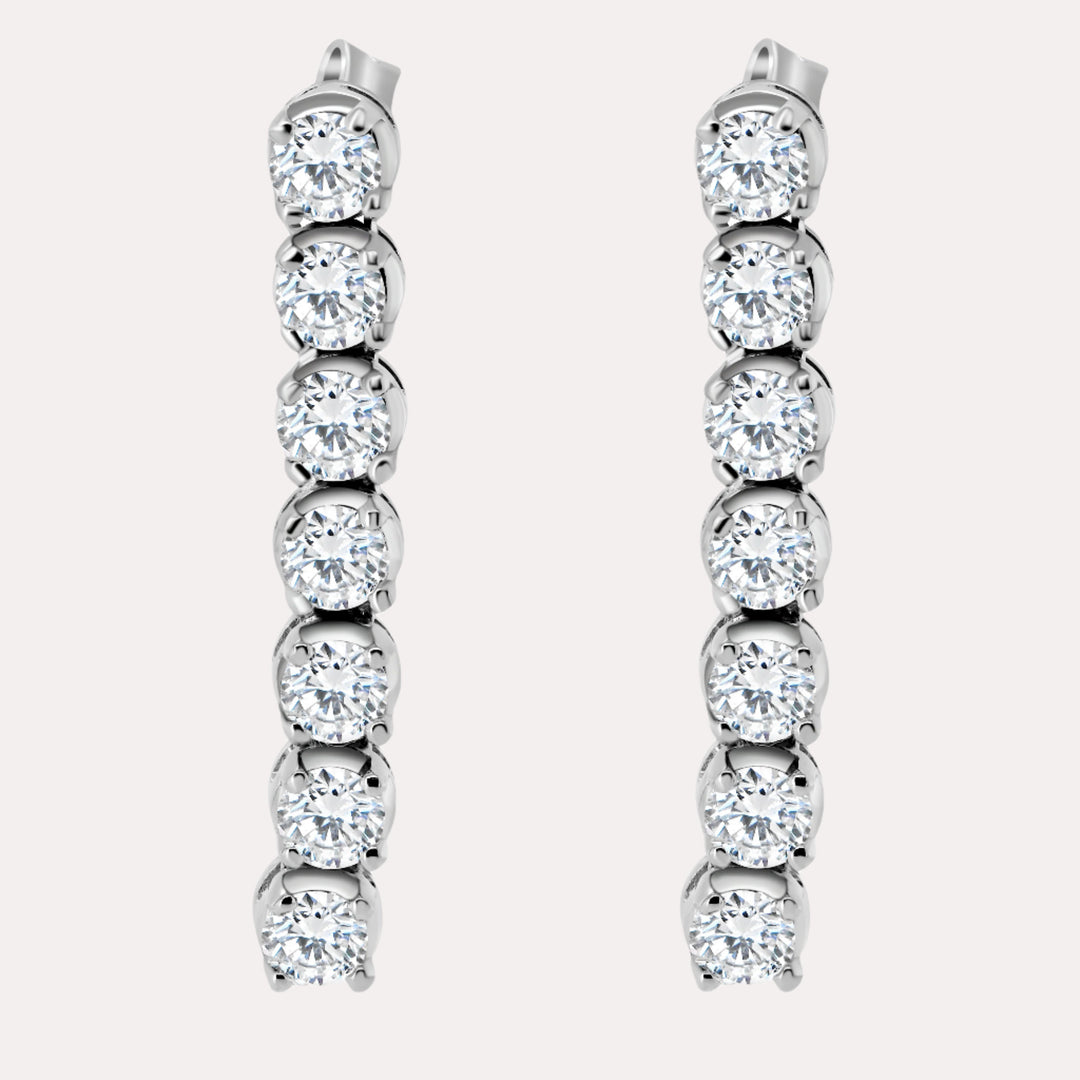 7 Stone Diamond Drop Earrings In 18K Gold - The Jewelyst. - 7 Stone Diamond Drop Earrings In 18K Gold