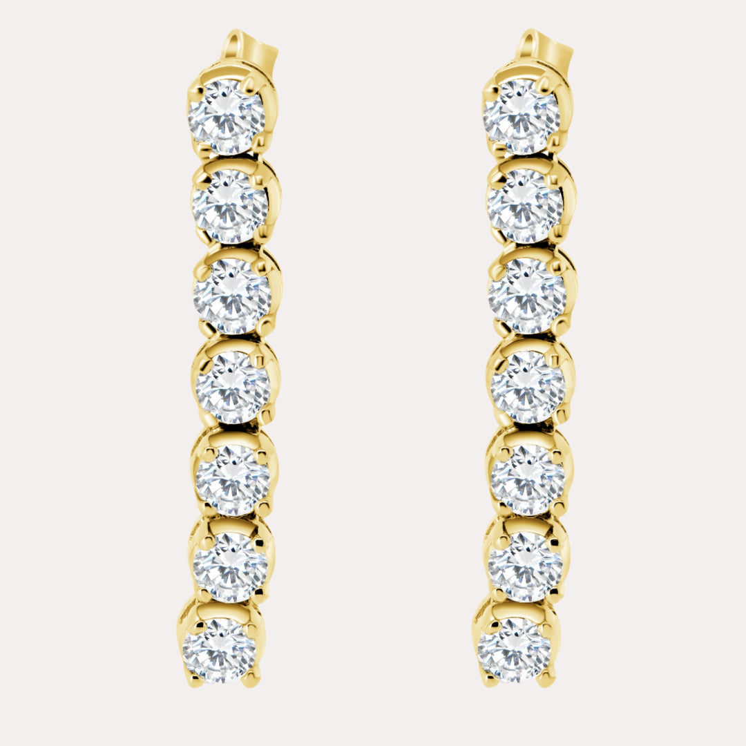 7 Stone Diamond Drop Earrings In 18K Gold - The Jewelyst. - 7 Stone Diamond Drop Earrings In 18K Gold