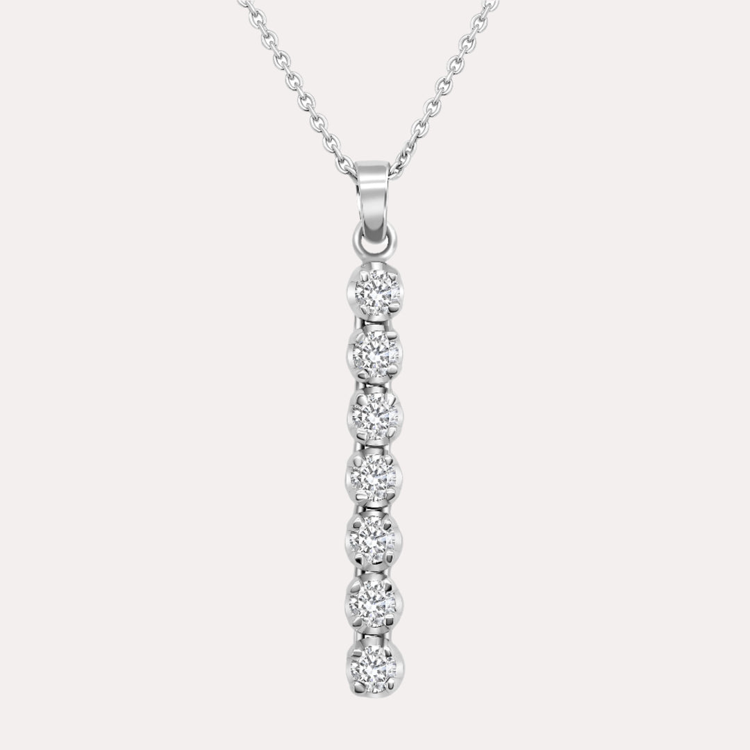 7 Stone Diamond Drop Pendant Necklace In 18K Gold - The Jewelyst. - 7 Stone Diamond Drop Pendant Necklace In 18K Gold