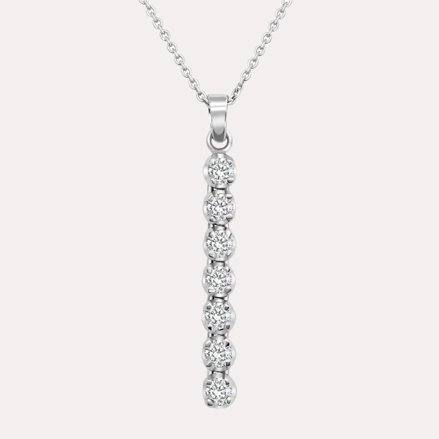 7 Stone Diamond Drop Pendant Necklace In 18K White Gold