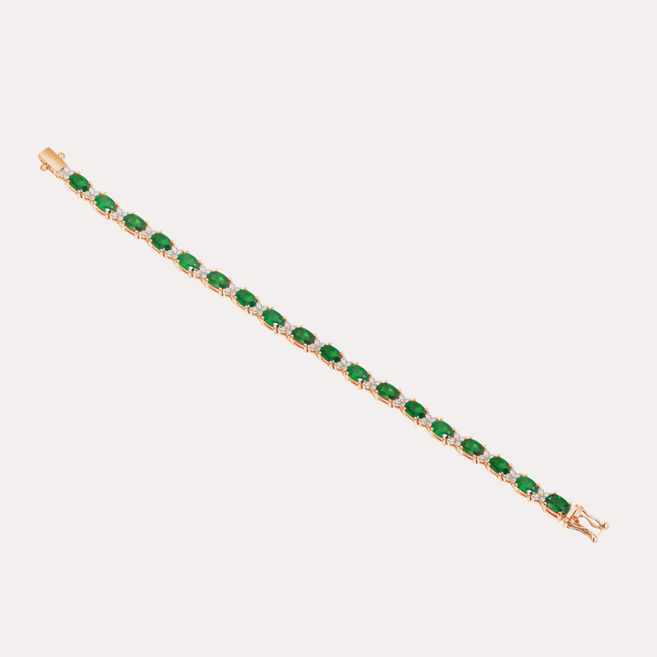Oval Blue Sapphire & Round Brilliant Cut Tennis Bracelet In 18K Gold