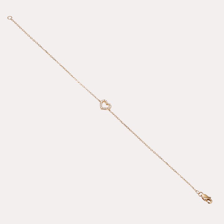 Round Brilliant Cut Diamond Heart Bracelet In 18ct Gold