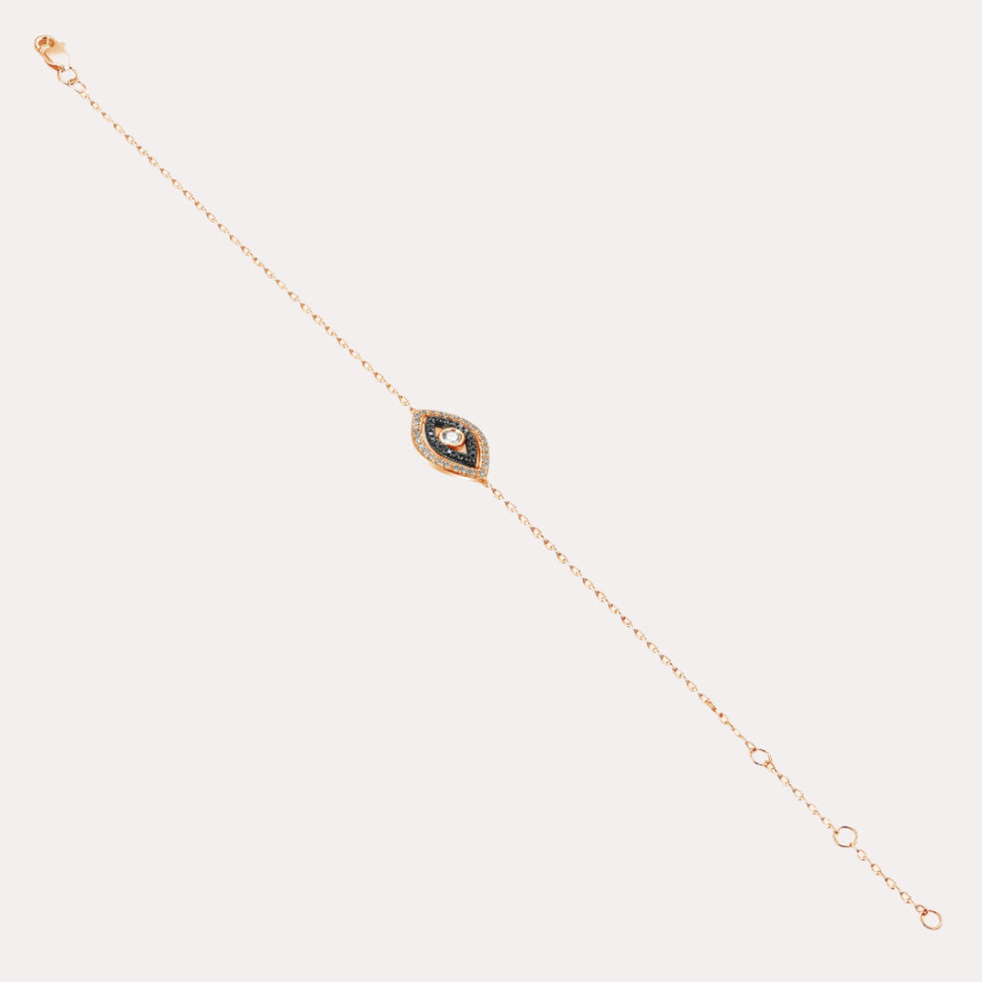 Black & White Evil Eye Diamond Bracelet In 18K Gold