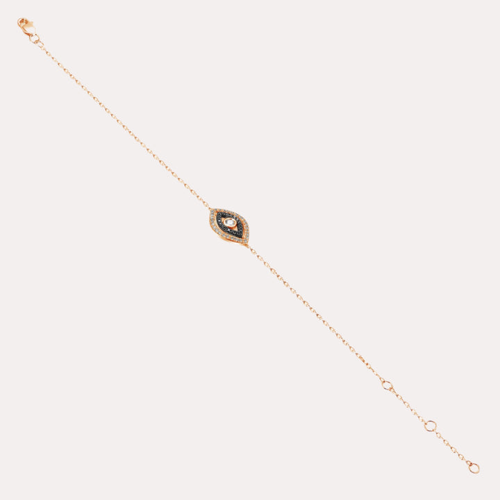 Black & White Evil Eye Diamond Bracelet In 18K Gold