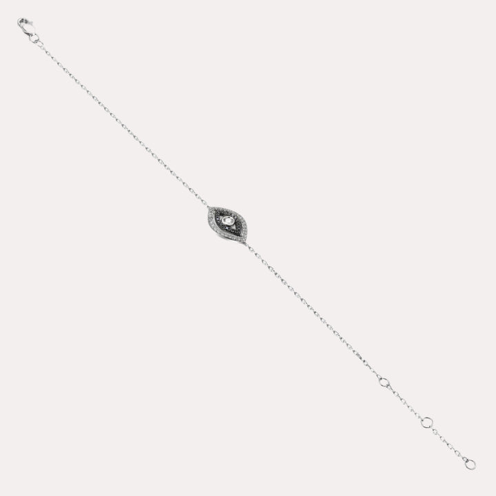 Black & White Evil Eye Diamond Bracelet In 18K Gold