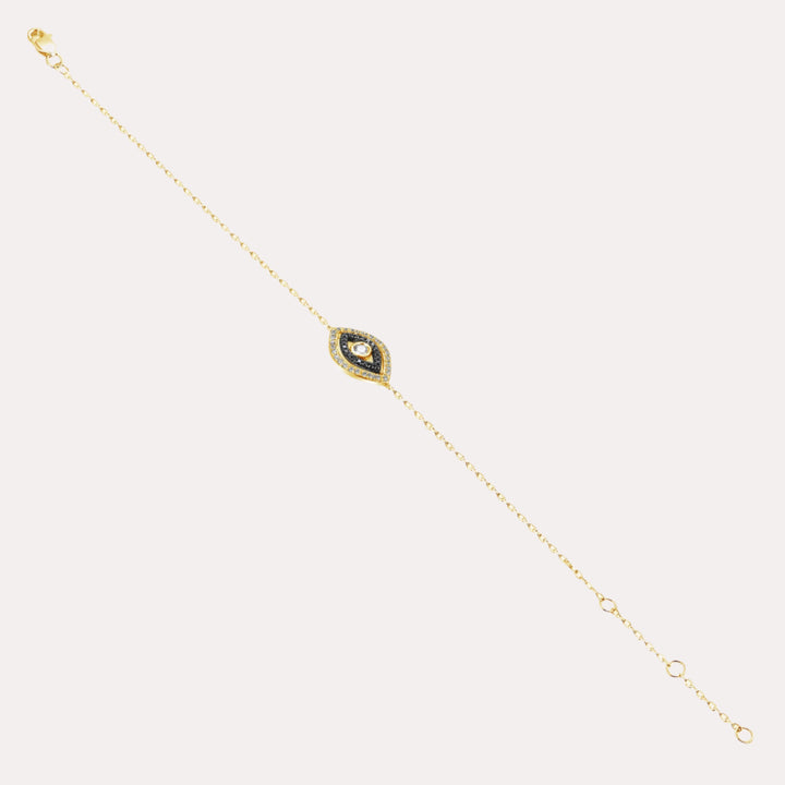 Black & White Evil Eye Diamond Bracelet In 18K Gold