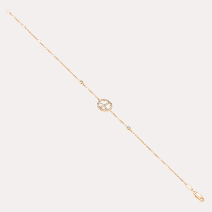 Diamond Peace Symbol Bracelet In 18K Gold
