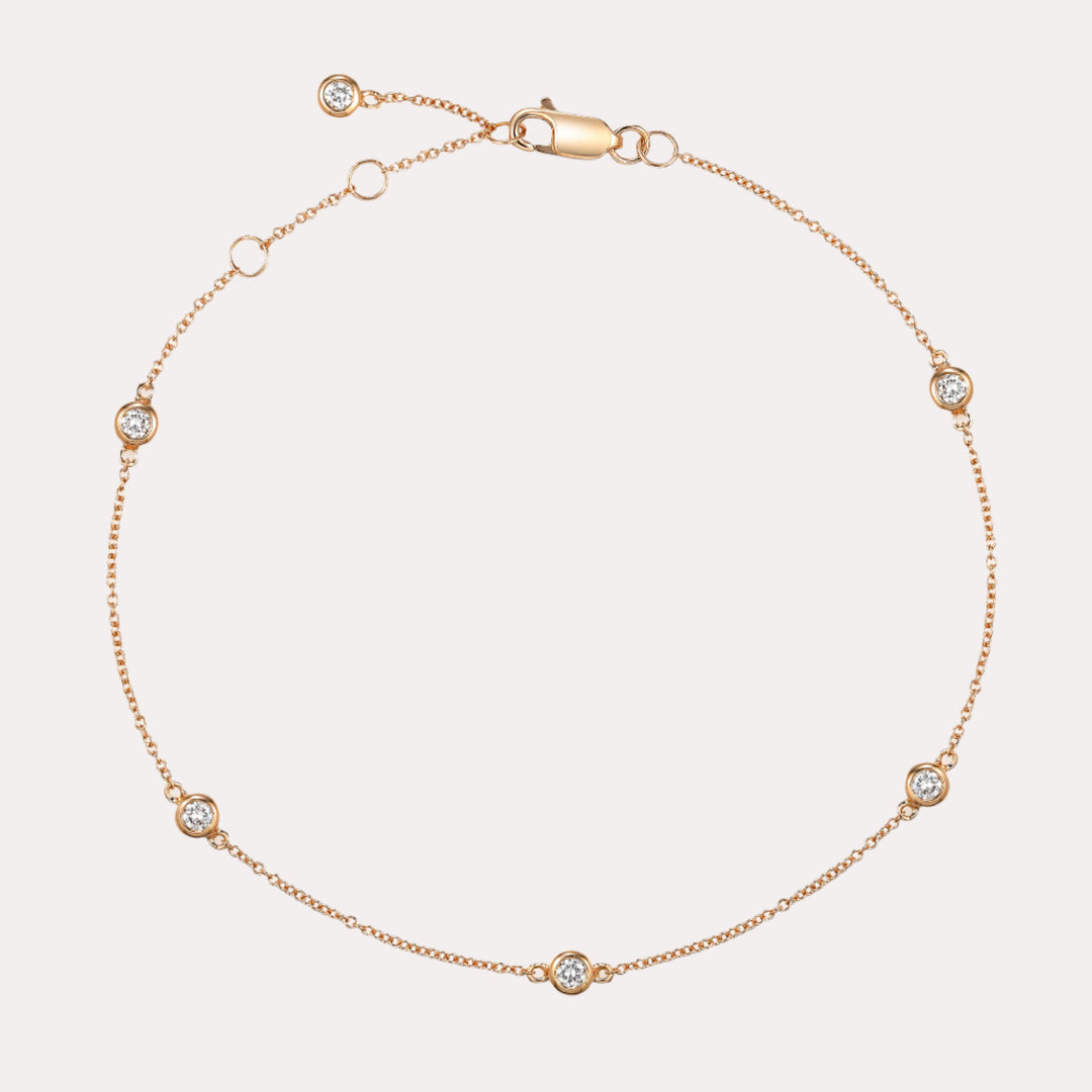 Round Brilliant Cut Diamond Rubover Bracelet In 18K Gold