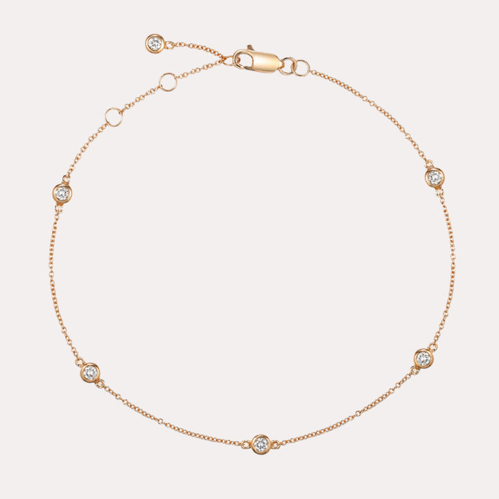 Round Brilliant Cut Diamond Rubover Bracelet In 18K Gold
