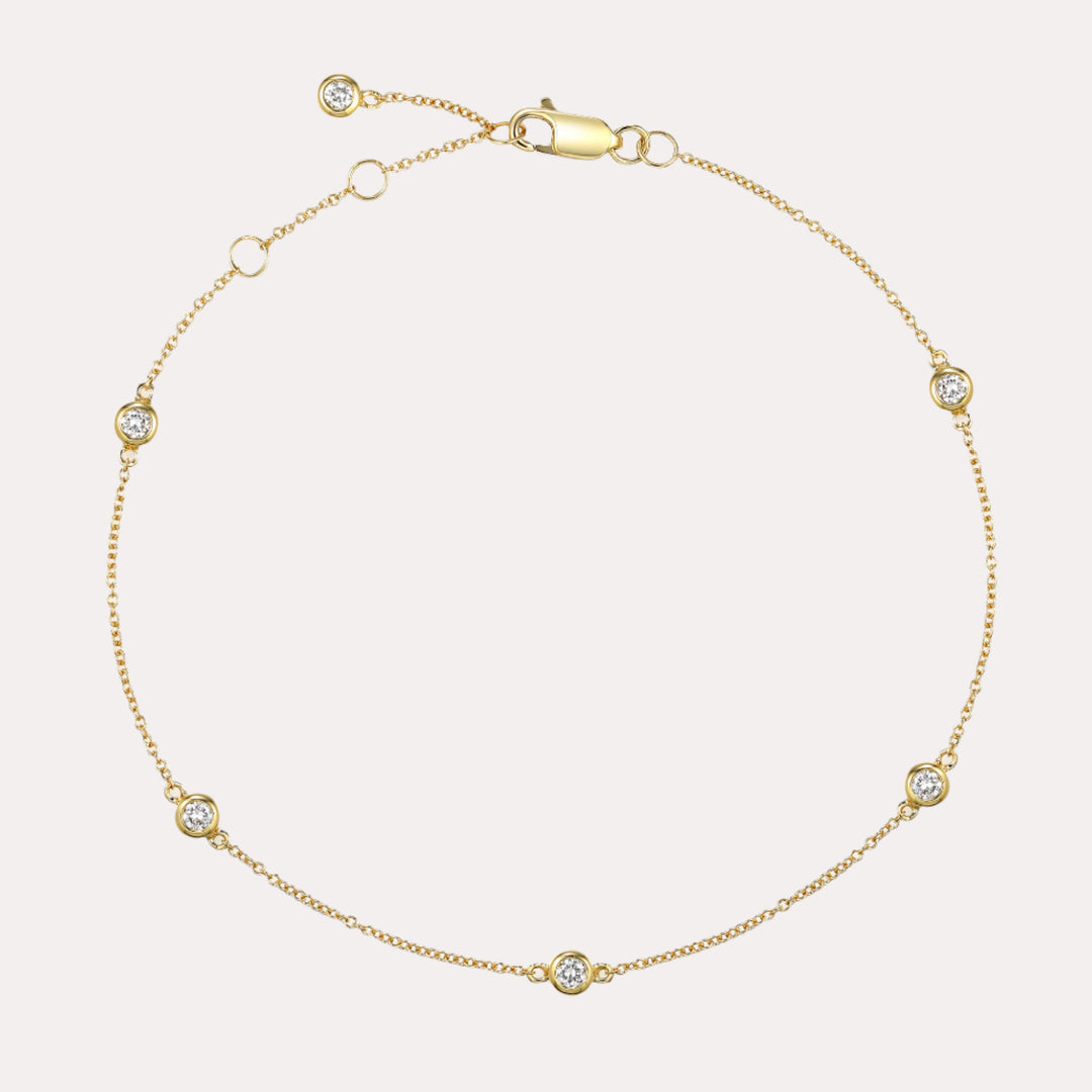 Round Brilliant Cut Diamond Rubover Bracelet In 18K Gold