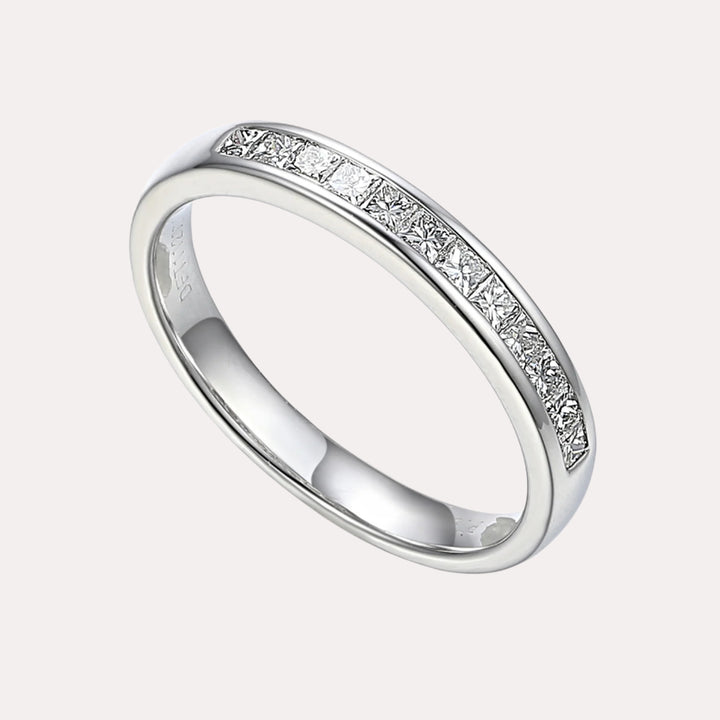 Princess Cut Diamond Channel Set Half Eternity Ring