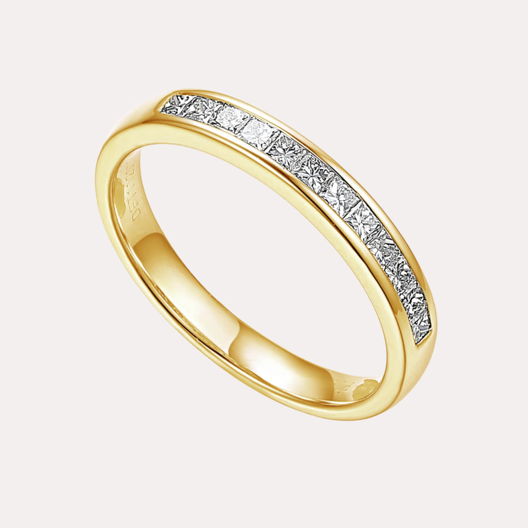 Princess Cut Diamond Channel Set Half Eternity Ring