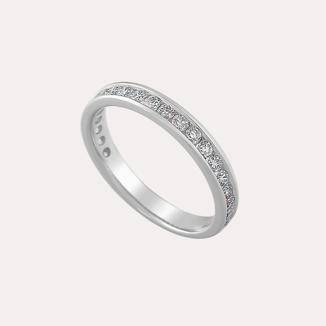 Round Brilliant Cut Channel Set Half Eternity Ring