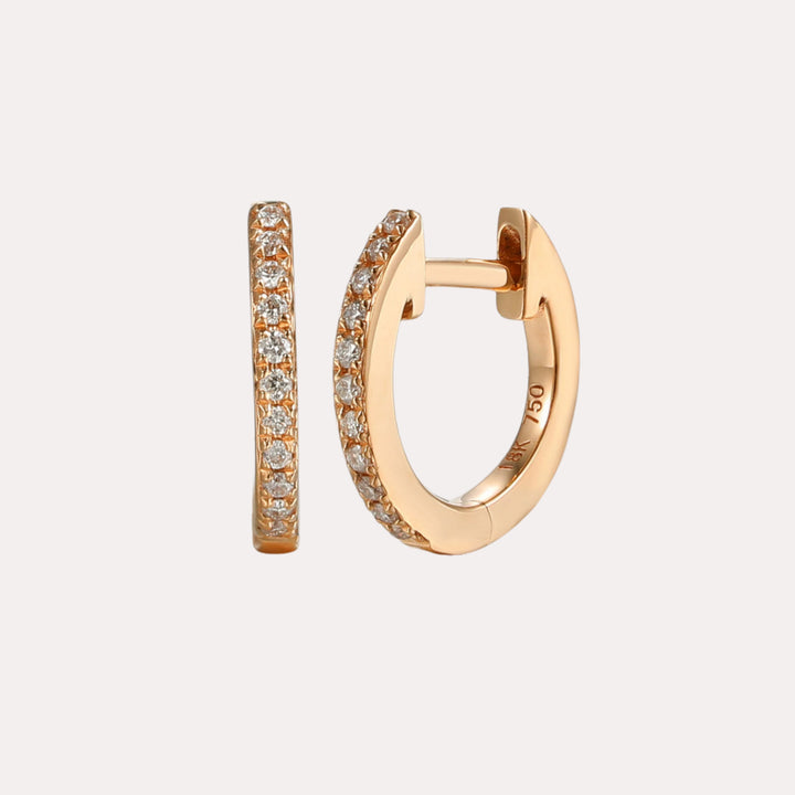 Round Brilliant Diamond Hoop Earrings In 18K Gold