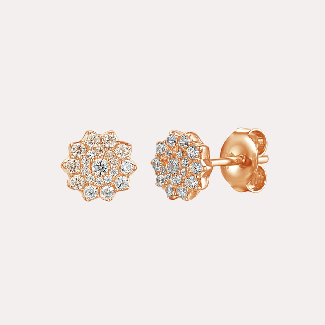 Flower Cluster Earrings In 18K Gold