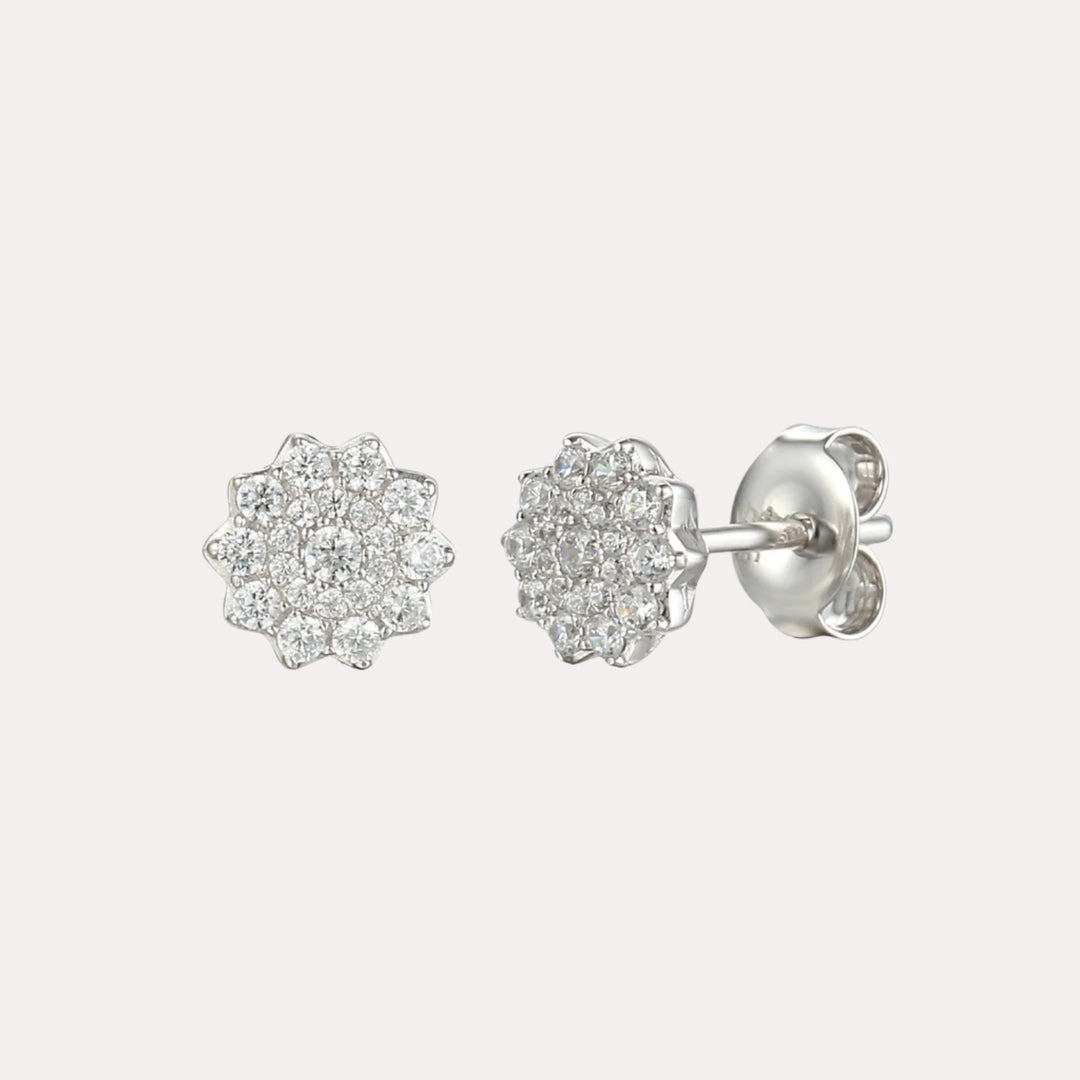 Flower Cluster Earrings In 18K Gold