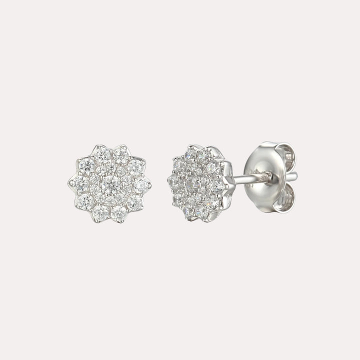 Flower Cluster Earrings In 18K Gold