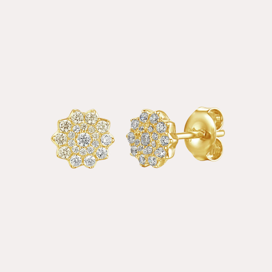 Flower Cluster Earrings In 18K Gold
