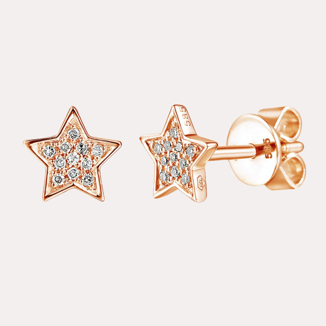 Star Shape Pavé Diamond Stud Earrings In 18K Gold