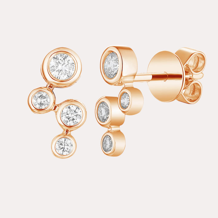 Rubover Set Diamond Bubble Earrings In 18ct Gold