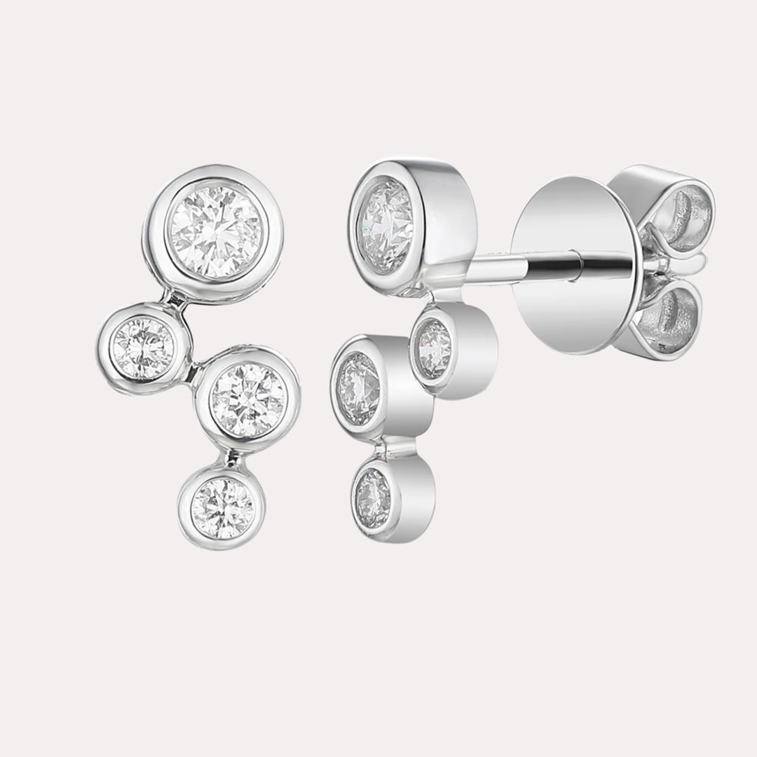 Rubover Set Diamond Bubble Earrings In 18ct Gold