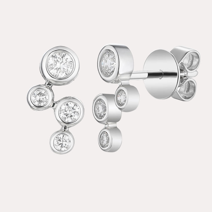 Rubover Set Diamond Bubble Earrings In 18ct Gold