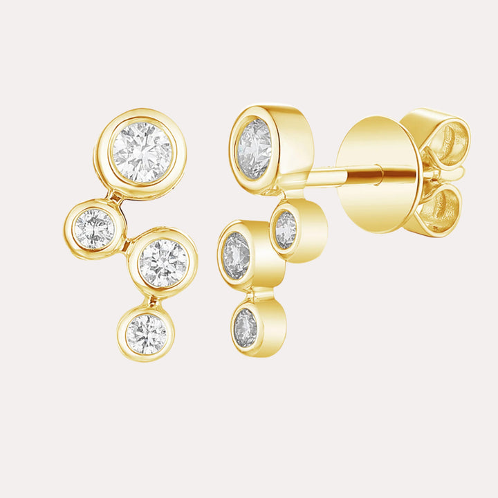 Rubover Set Diamond Bubble Earrings In 18ct Gold