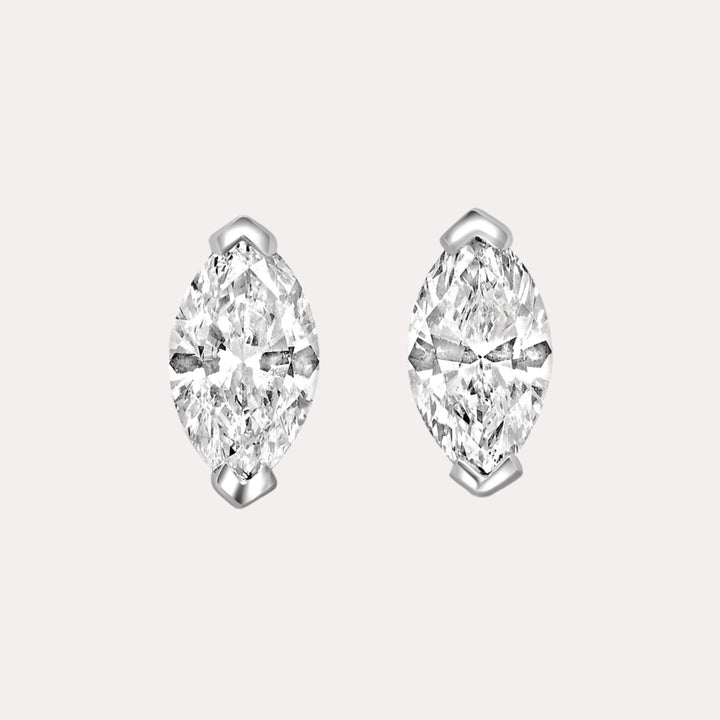 Marquise Cut Diamond Stud Earrings In 18K Gold