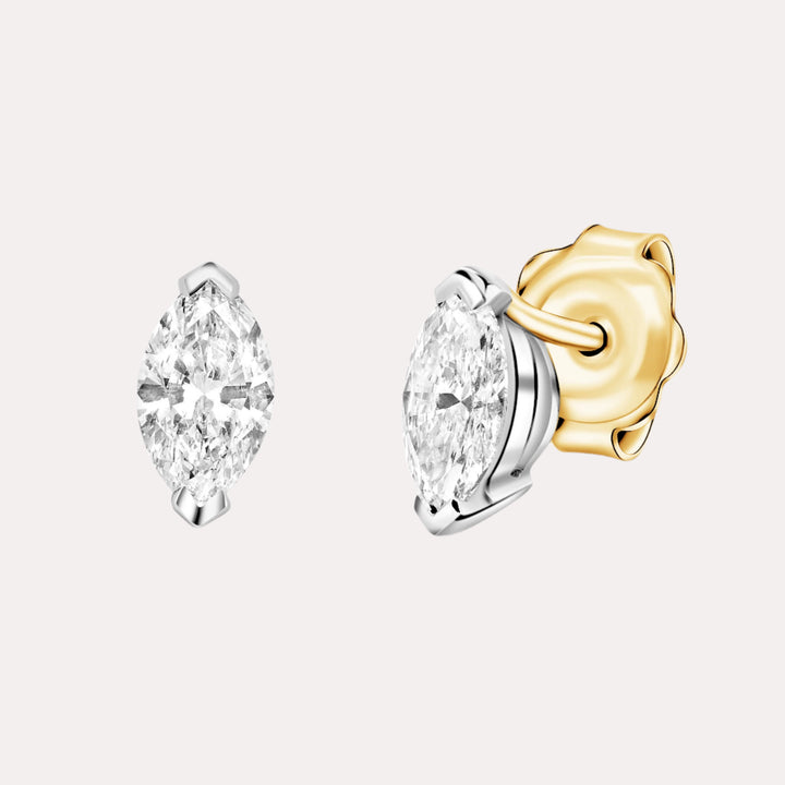Marquise Cut Diamond Stud Earrings In 18K Gold