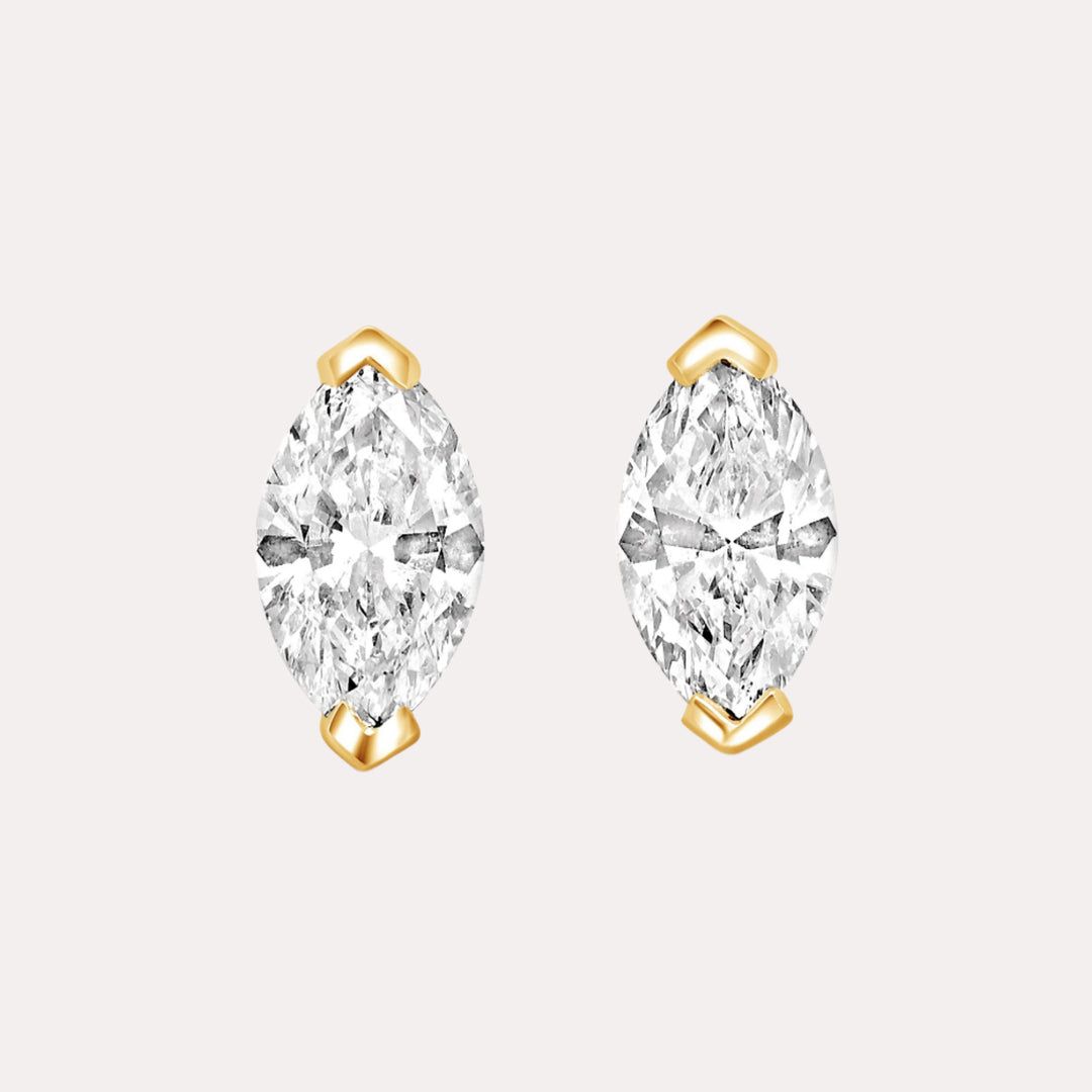 Marquise Cut Diamond Stud Earrings In 18K Gold