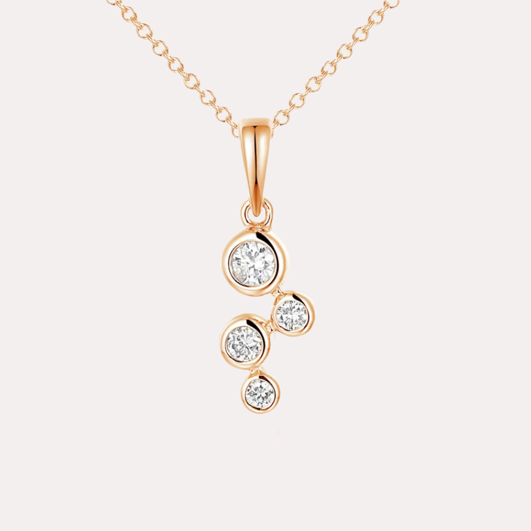 Round Brilliant Diamond Bubble Pendant Necklace In 18K Gold