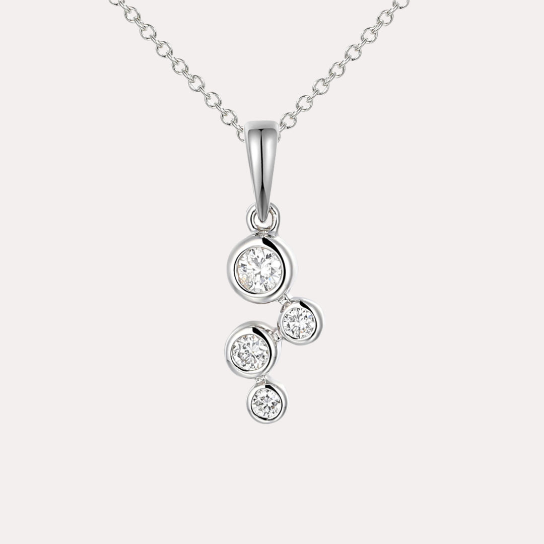 Round Brilliant Diamond Bubble Pendant Necklace In 18K Gold
