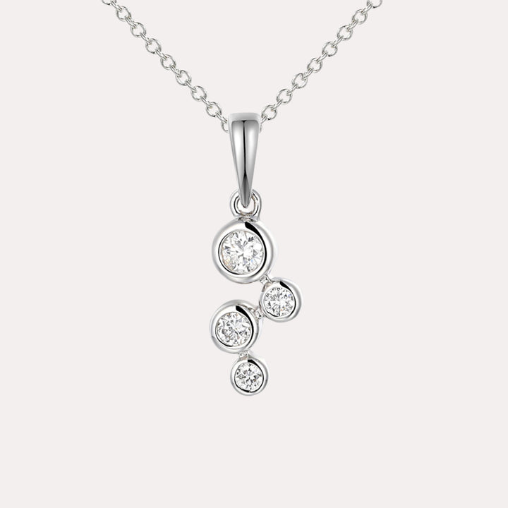 Round Brilliant Diamond Bubble Pendant Necklace In 18K Gold