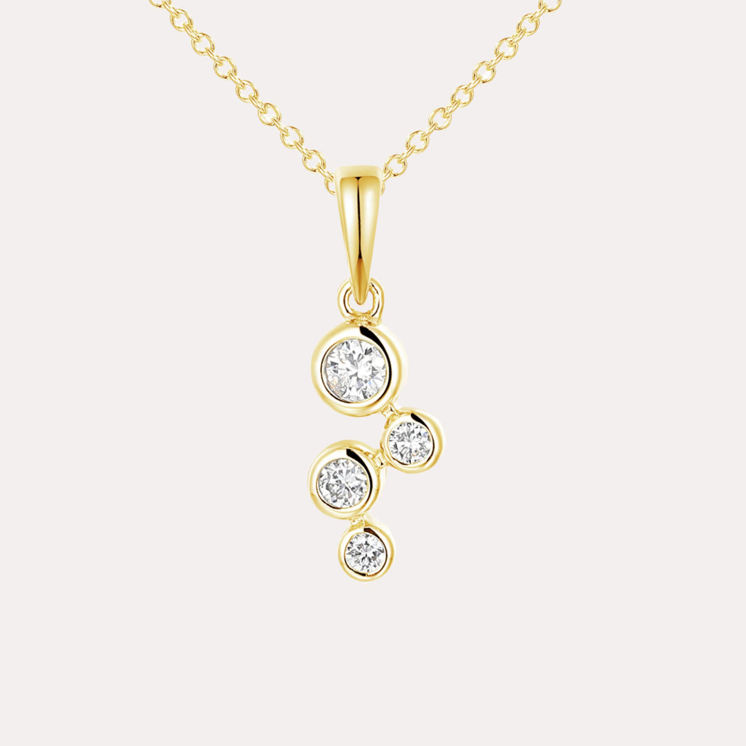 Round Brilliant Diamond Bubble Pendant Necklace In 18K Gold
