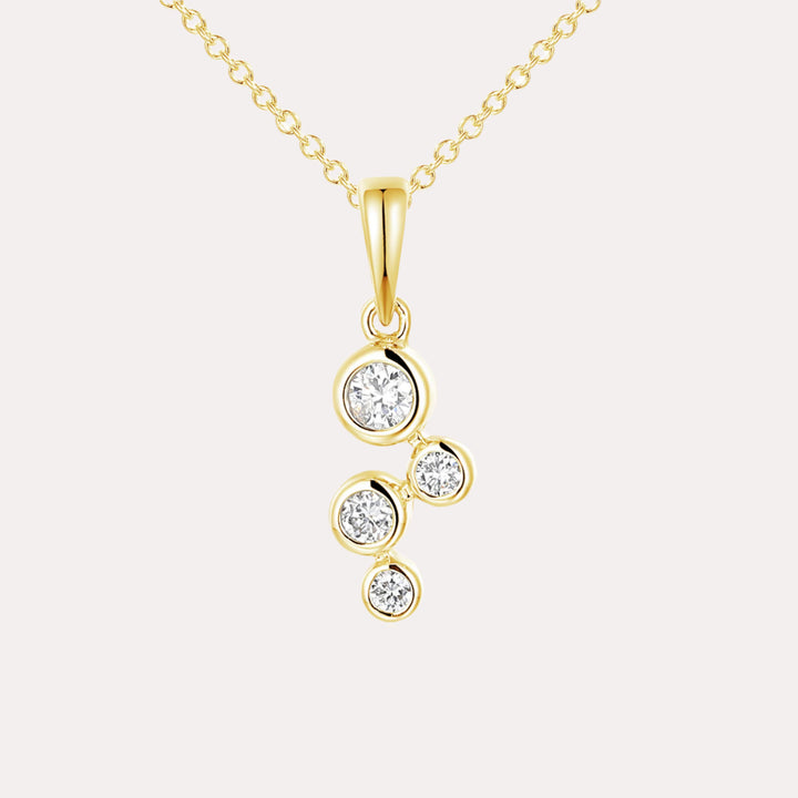 Round Brilliant Diamond Bubble Pendant Necklace In 18K Gold