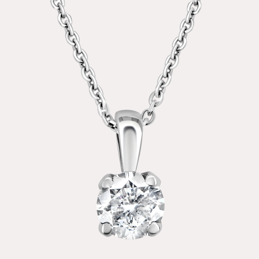 Tulip Round Diamond Single Stone Pendant Necklace
