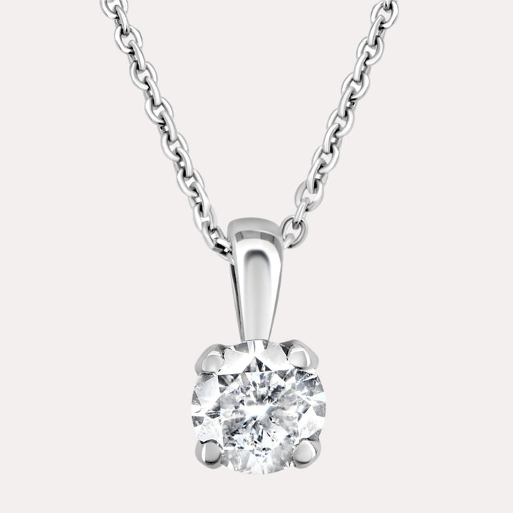 Tulip Round Diamond Single Stone Pendant Necklace