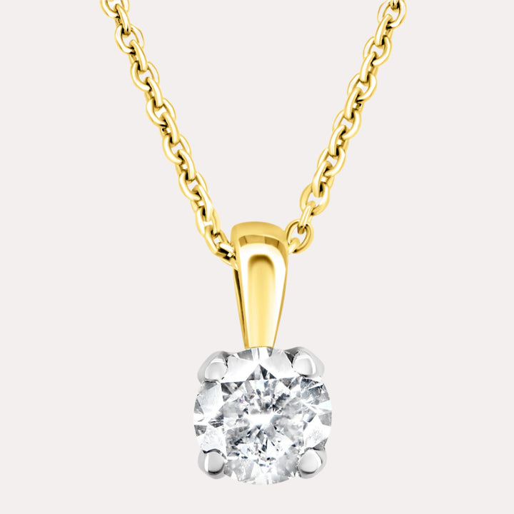 Tulip Round Diamond Single Stone Pendant Necklace