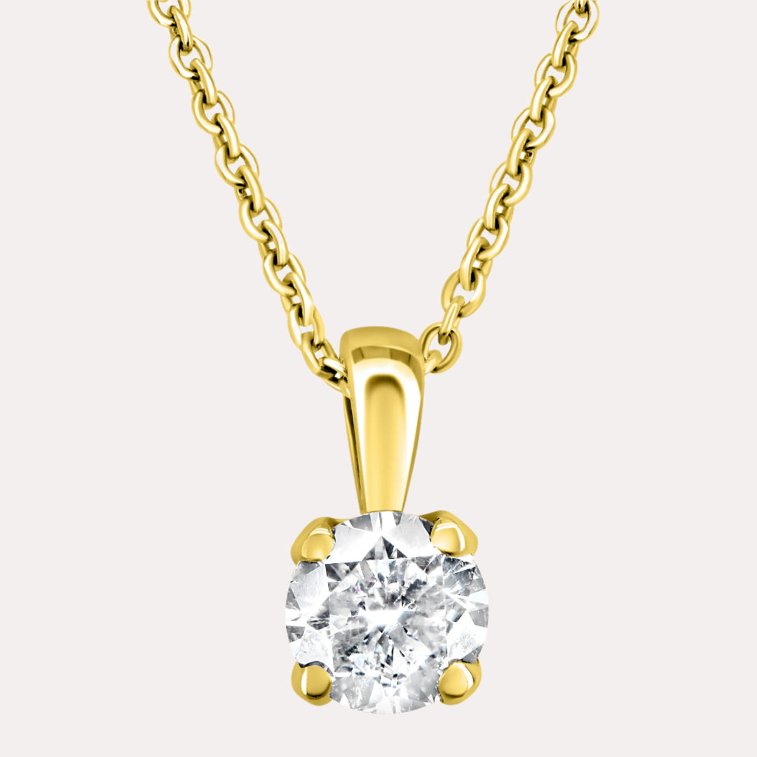 Tulip Round Diamond Single Stone Pendant Necklace