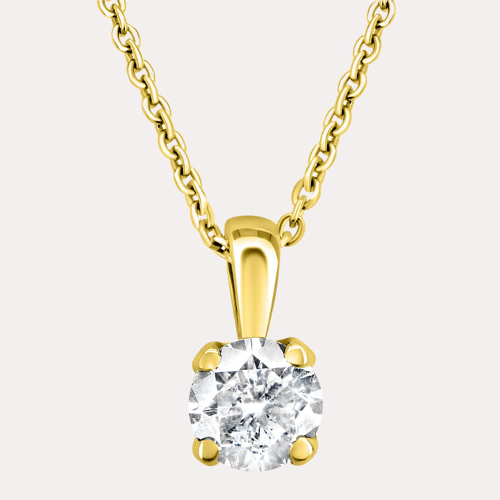 Tulip Round Diamond Single Stone Pendant Necklace