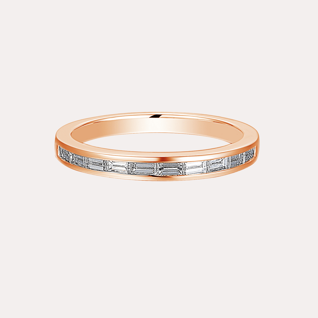 Baguette Diamond Channel Set Half Eternity Ring - The Jewelyst. - Baguette Diamond Channel Set Half Eternity Ring