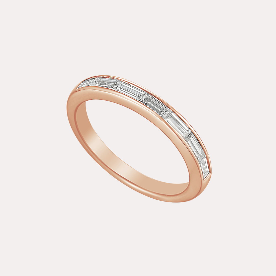 Baguette Diamond Channel Set Half Eternity Ring - The Jewelyst. - Baguette Diamond Channel Set Half Eternity Ring