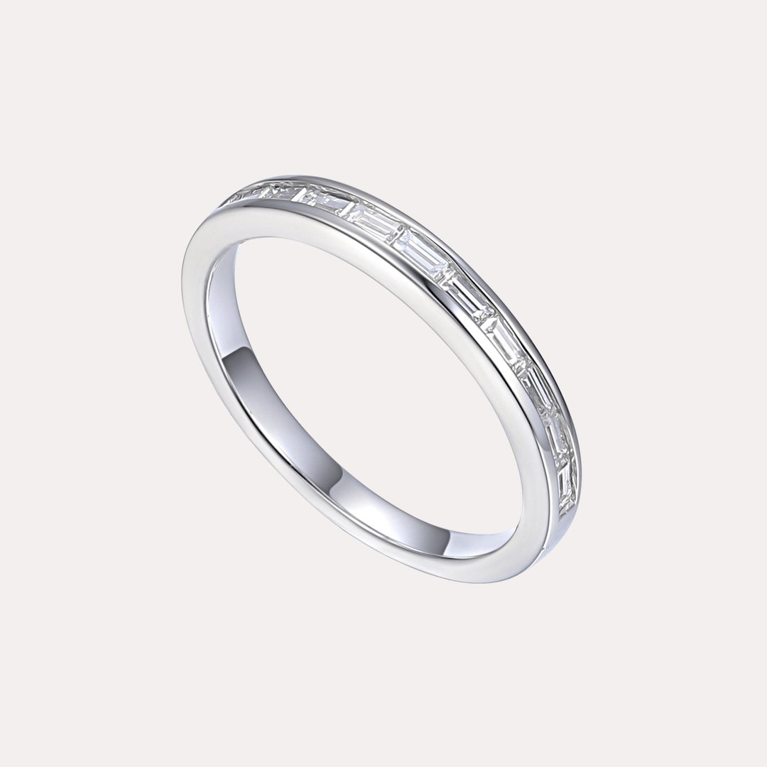 Baguette Diamond Channel Set Half Eternity Ring - The Jewelyst. - Baguette Diamond Channel Set Half Eternity Ring