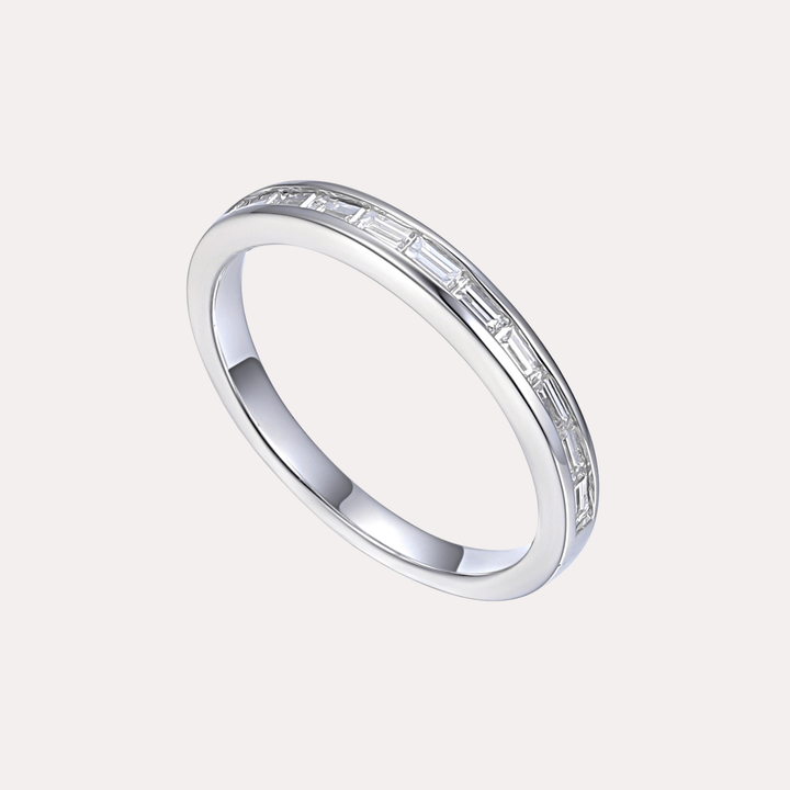 Baguette Diamond Channel Set Half Eternity Ring - The Jewelyst. - Baguette Diamond Channel Set Half Eternity Ring
